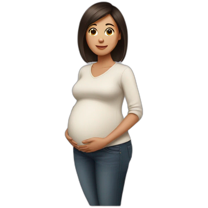 and pregnant wife have dark brown haircut emoji