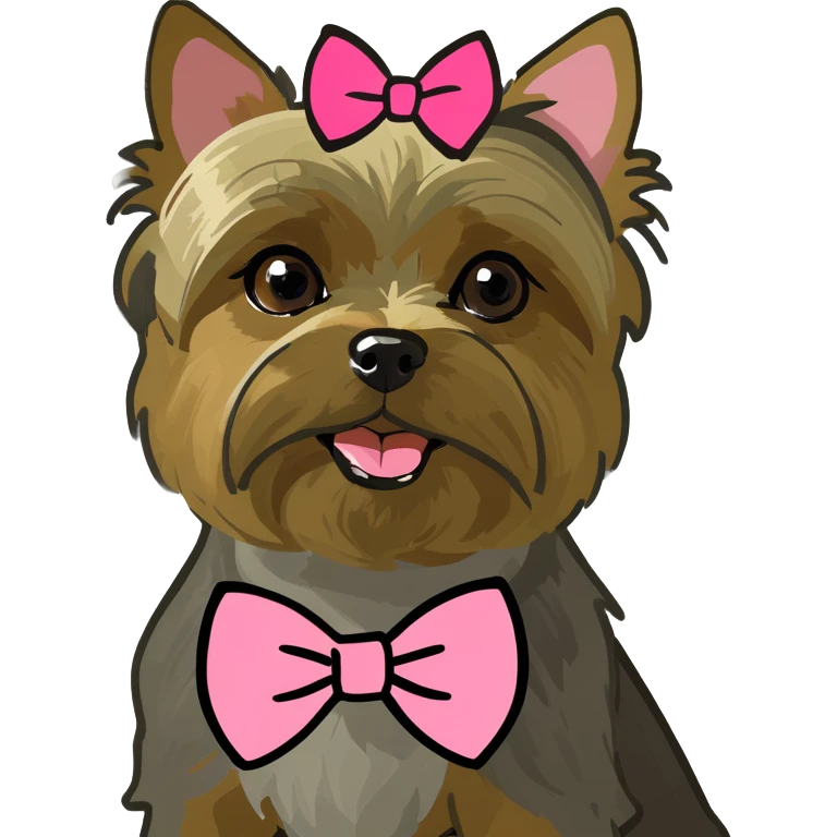 a light yorkie w a pink bow  emoji