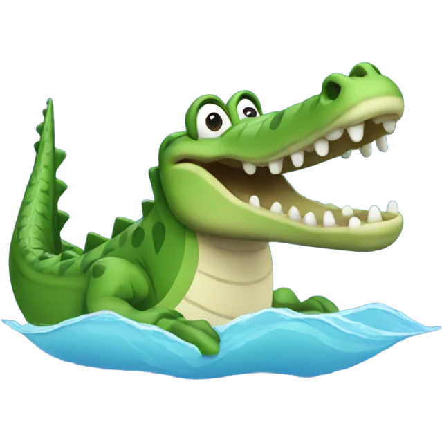 Waving crocodile swimming  emoji