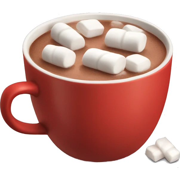 red mug of hot chocolate with marshmallows emoji