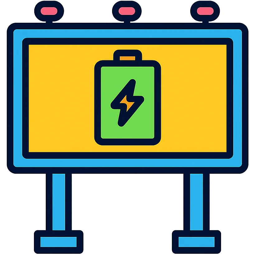 advertising billboard with battery emoji