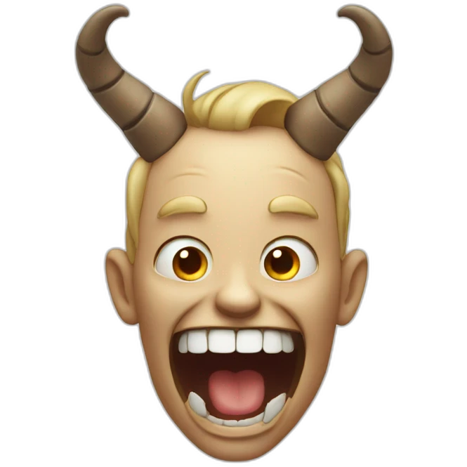 A terrifying face with horns and a wide laugh emoji
