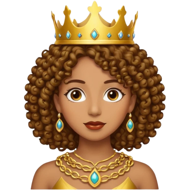 Chica piel morena con cabello rizado 👩🏽‍🦱 con corona 👸🏽 emoji