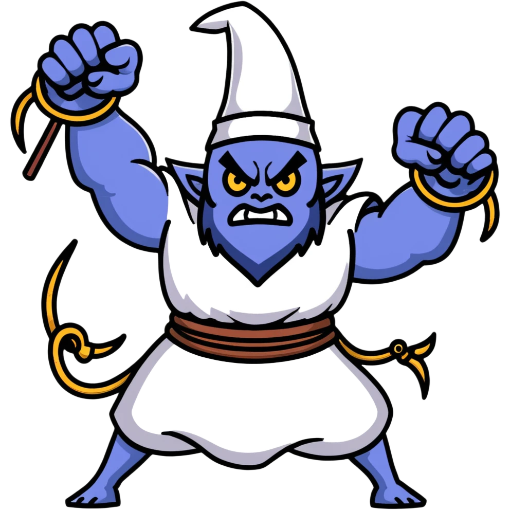 Sukuna from Jujutsu Kaisen battling a wizard emoji