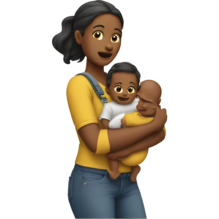 woman carrying baby on her back emoji
