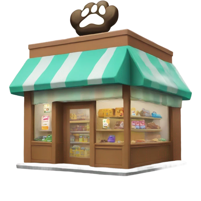 a paw store with a paw sign on top from half side view  emoji
