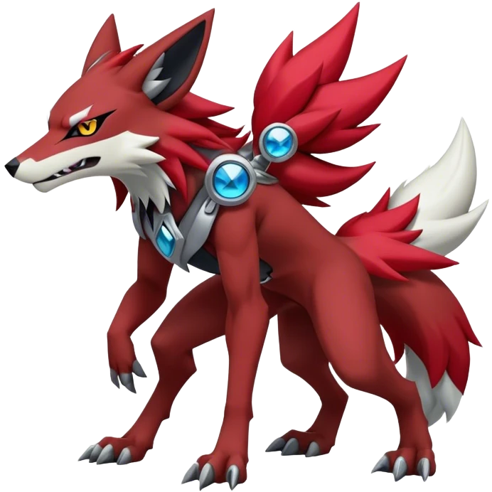  Cool Edgy Godly Digimon-Zoroark-Zeraora-Lycanroc-hybrid full body emoji