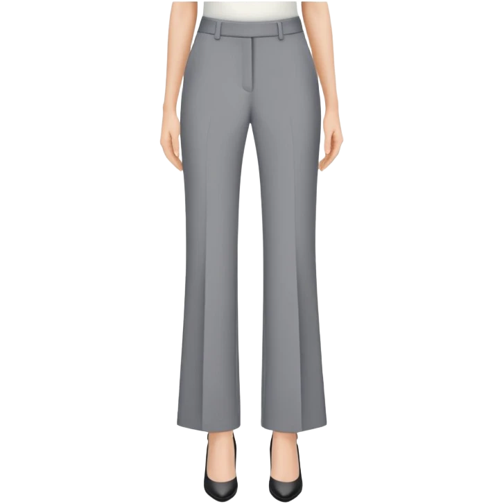 petite gray wide leg tailored pants for women, shorter length, ankle length, for short height woman, dress trousers, only the garment on white background emoji