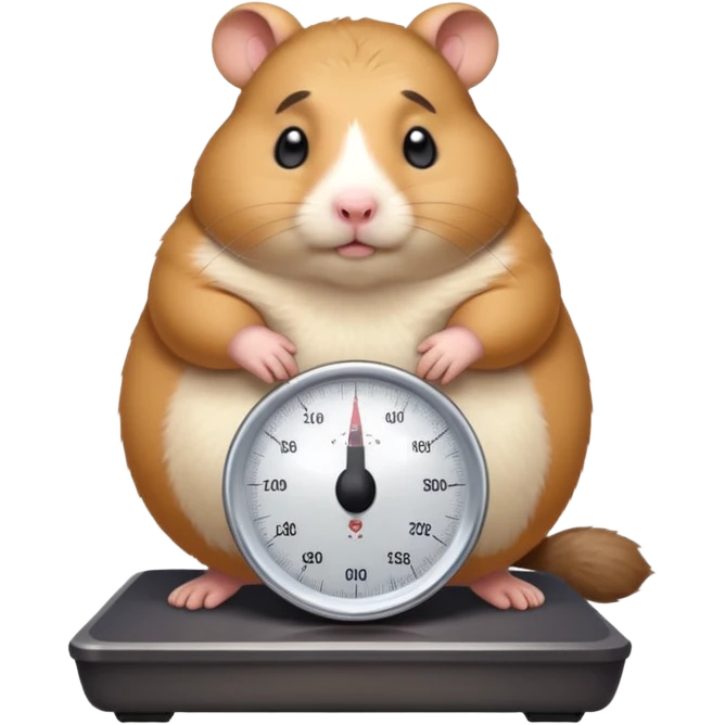 fat hamster big belly stepping on a broken scale looking guilty emoji