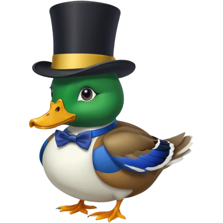Create a mallard which has a hat and a monocle
 emoji