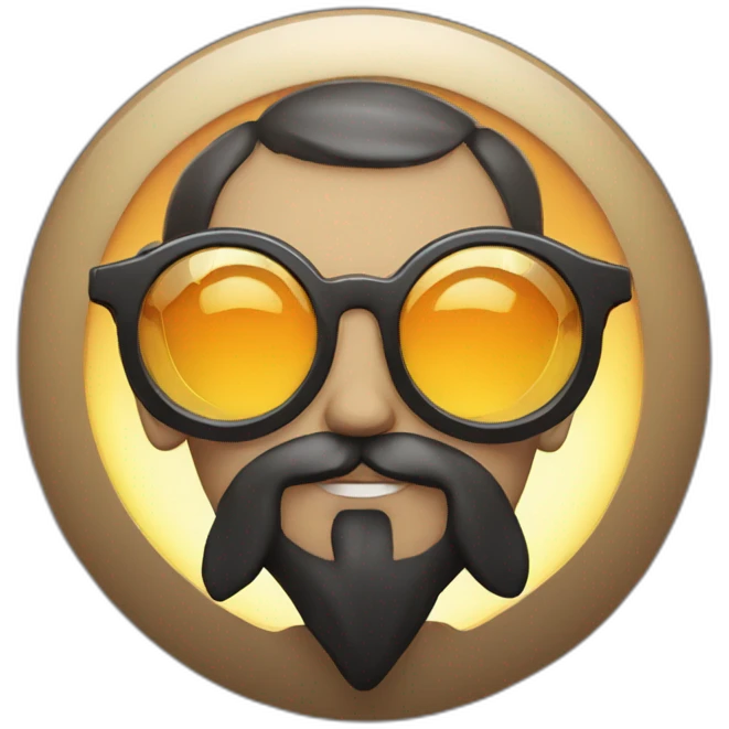 a shining sun with a dark beard and circular glasses emoji