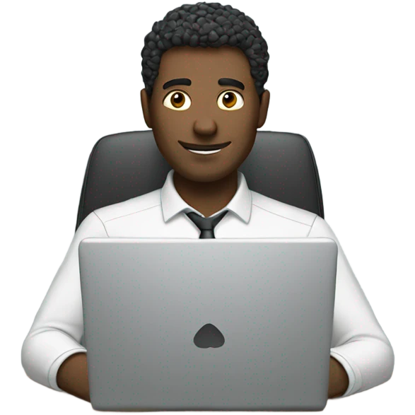 man working at a computer with a profile perspective emoji