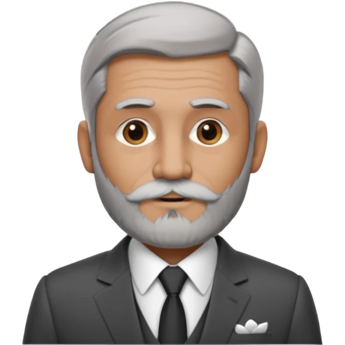 Slightly gray with frencb beard graying indian guy in suit with a bentley names professor bw tlt emoji