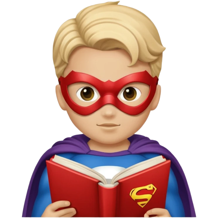 Superhero kid reading a book emoji