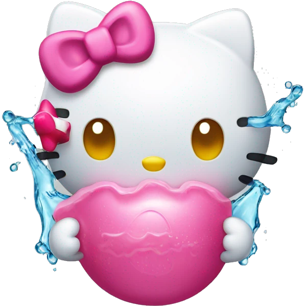 Hello kitty with a watersquirter emoji