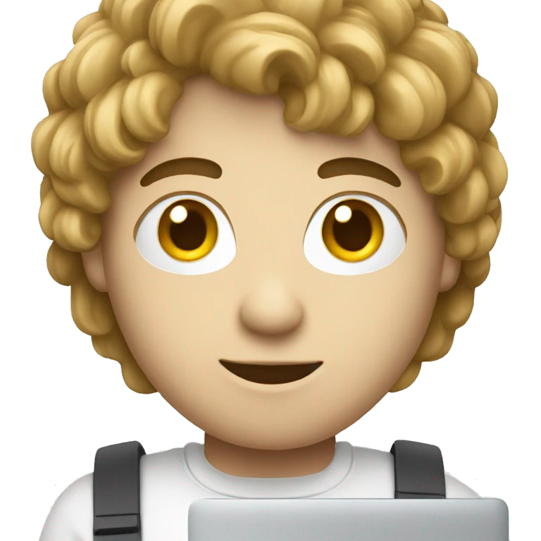 a programmer with a MacBook that has a French crop cut and white skin emoji