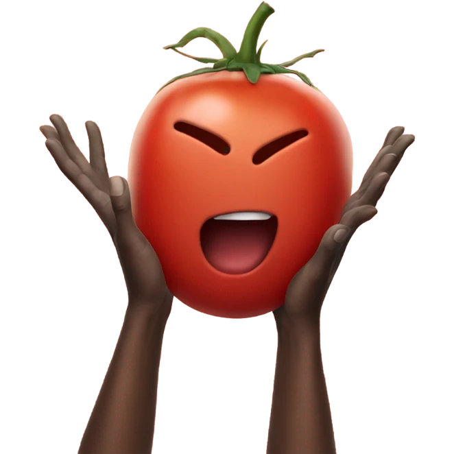 Tomato with hands up emoji