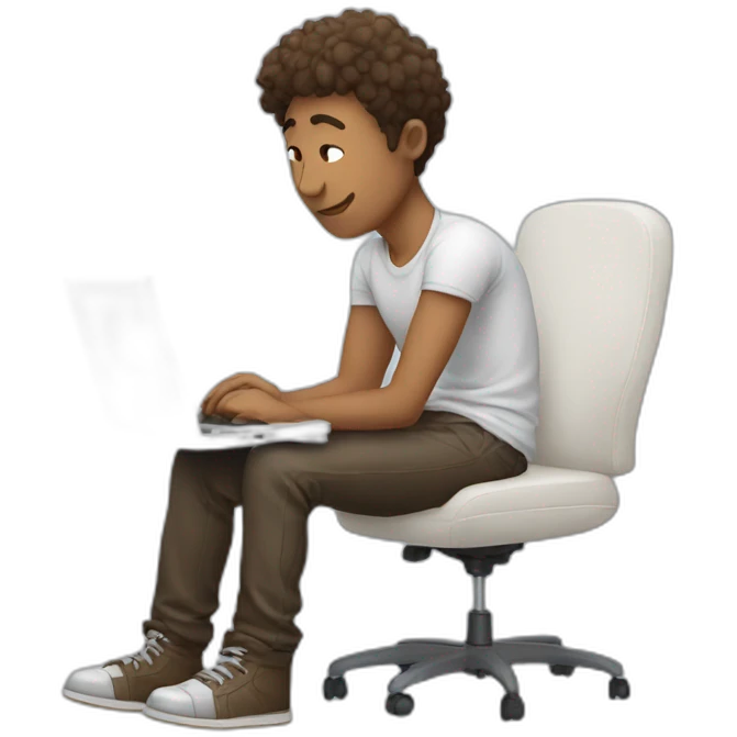 guy working at laptop and dreaming about his boyfriend emoji