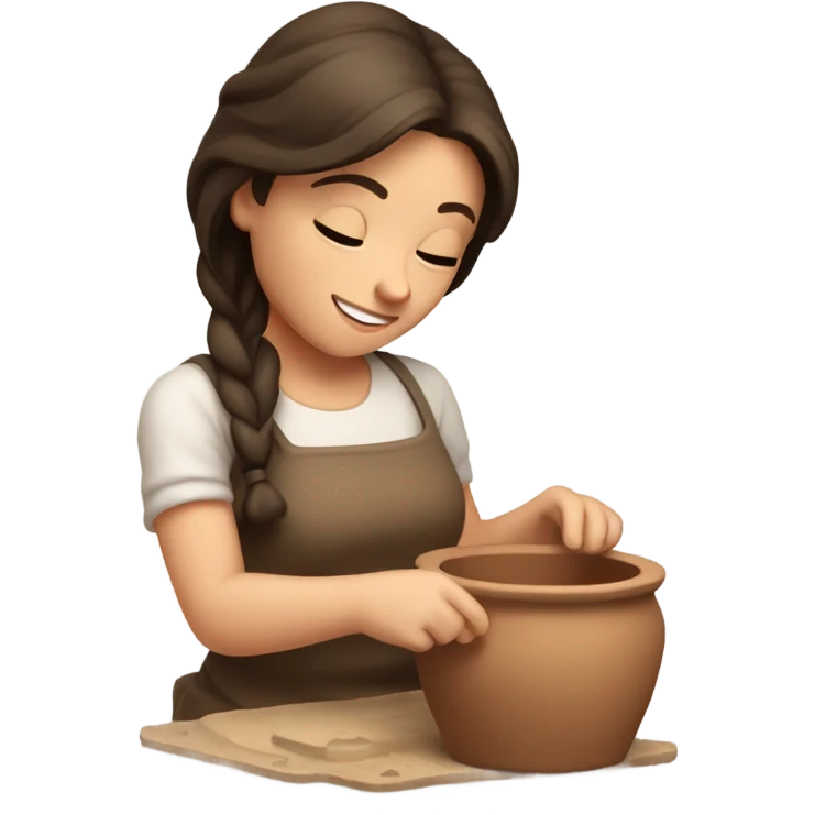 Brunette girl doing pottery emoji