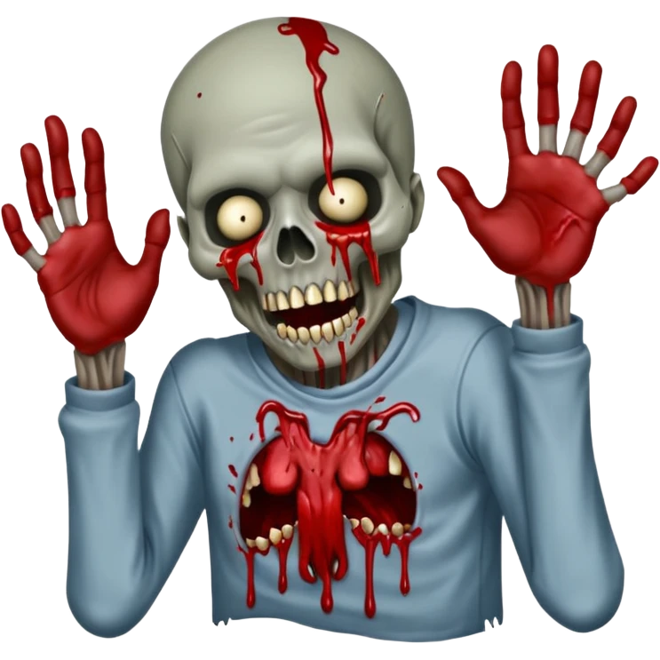 Alaskan Zombies 🧟‍♂️ reaching out, attacking and biting. Covered in blood and rotting flesh, in the style of your bleeding skull art. emoji