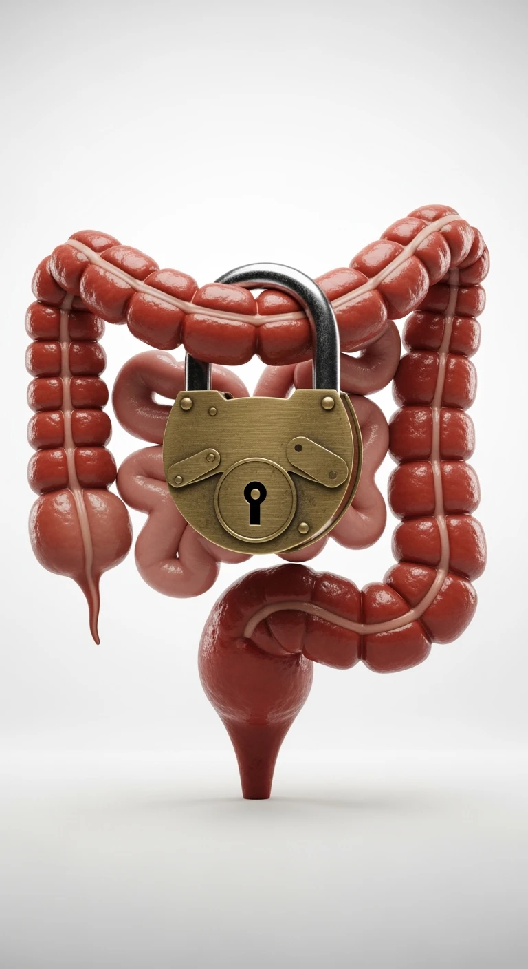 COLON UMANO CON LUCCHETTO DI BLOCCO, IPERREALISTICO 4K emoji