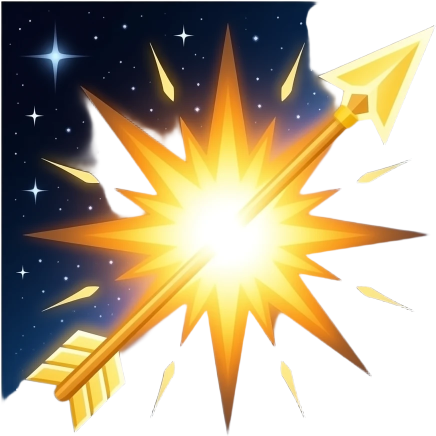Divine Arrow of Brahma (Brahma-Astra), a blindingly bright celestial arrow, piercing through a straight line of enemies, massive light explosion, starry space background, epic skill style. emoji