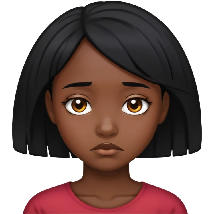 dark black girl with black hair super sad emoji