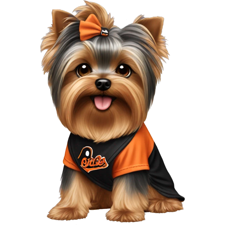 yorkie wearing a baltimore orioles bandana emoji