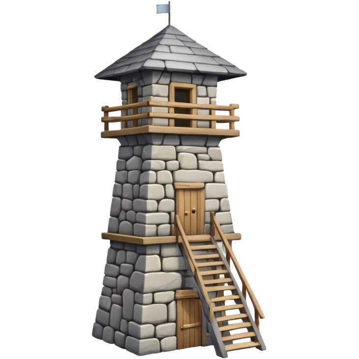 A tall stone watchtower with wooden balcony near the top. emoji