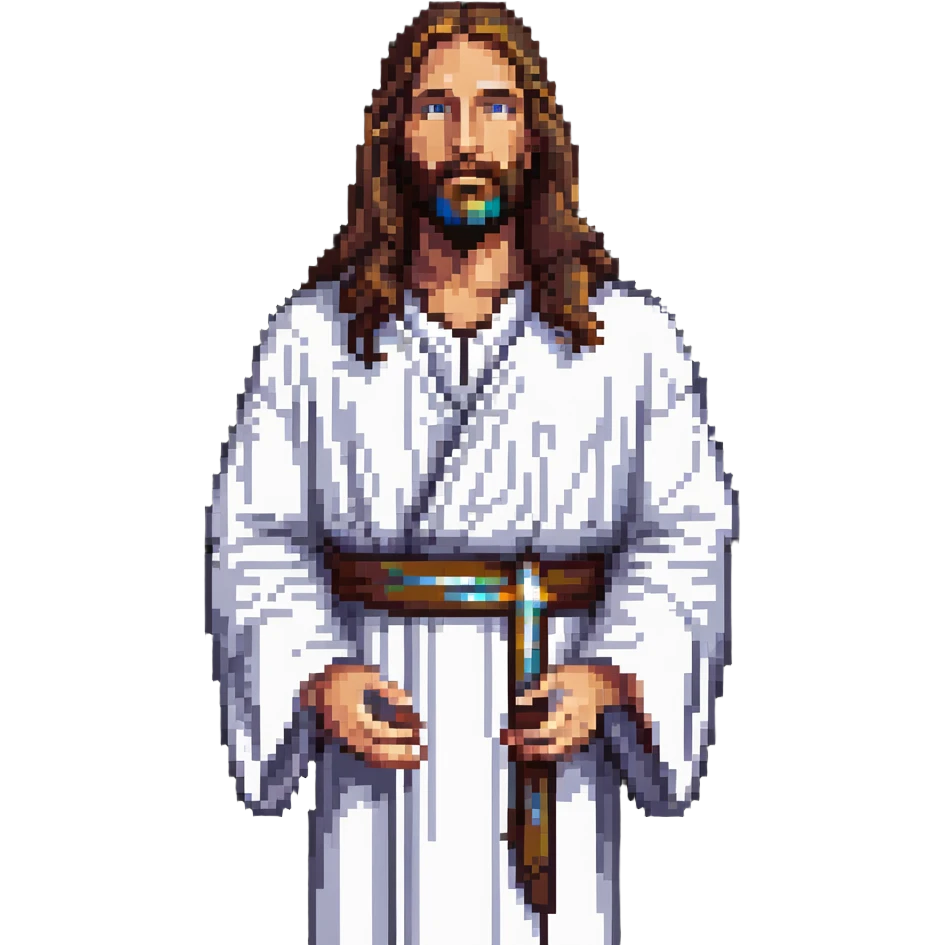 Jesus Christ with long hair and beard in robes emoji