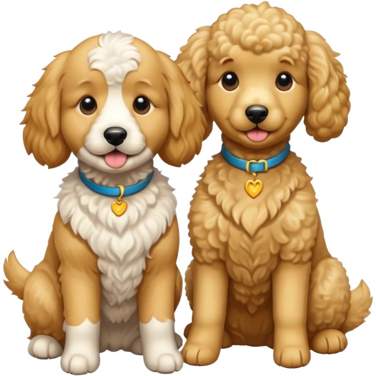 two dogs, with emoji