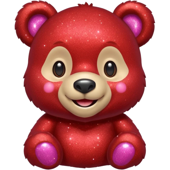 red glitter sweet bear Happy  emoji
