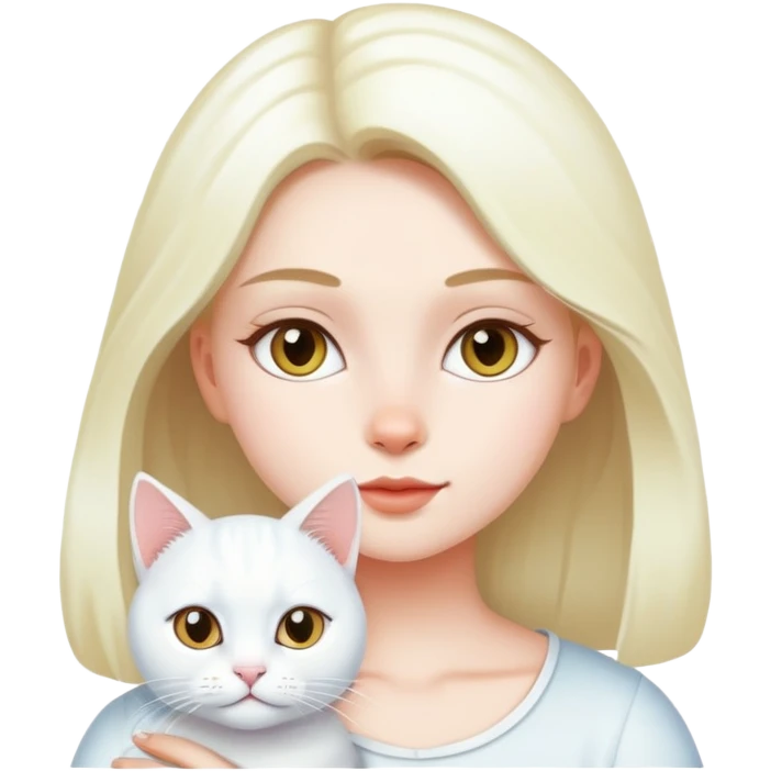 girl with white cat emoji