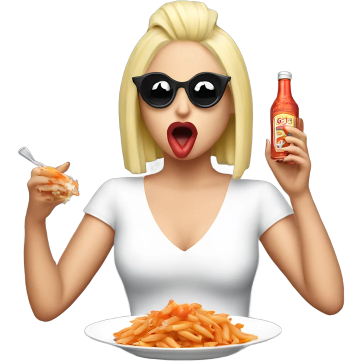 lady gaga eating penne a la vodka emoji