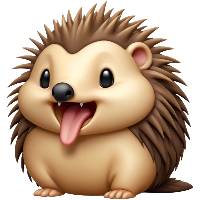 Cinematic Cute Yawning Echidna Portrait Emoji, Head tilted slightly with a dramatic, wide-open yawn, showcasing a soft, downy spiky fur with a slightly drooping snout and small, drowsy eyes, Simplified yet irresistibly adorable features, highly detailed, glowing with a soft, cozy glow, high shine, relaxed yet expressive, stylized with a touch of prickly whimsy, bright and endearing, soft glowing outline, capturing the essence of a sleepy yet affectionate echidna, so drowsy it feels like it could curl up out of the screen for a nap! emoji