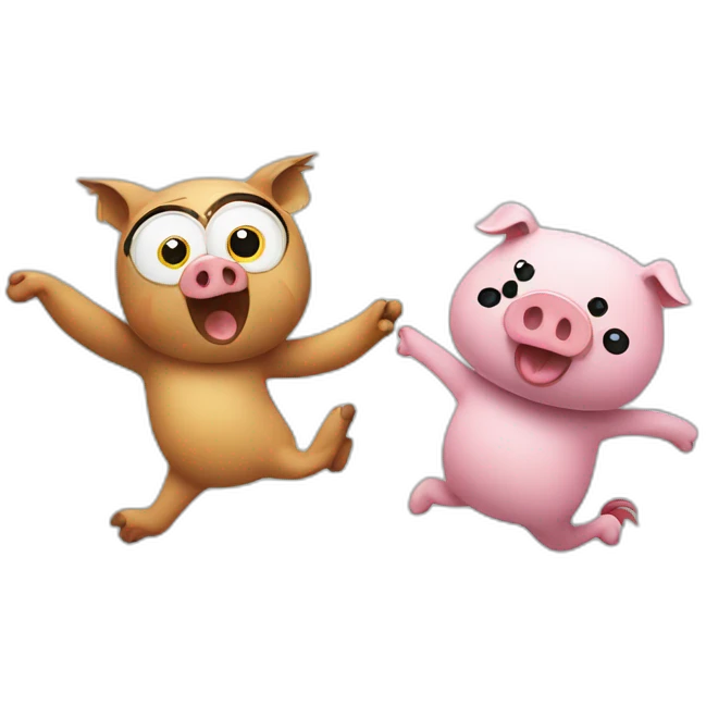 Owl and pig dancing emoji