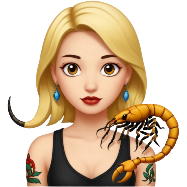 Girl with tattoo, Scorpion zodiac sign. emoji