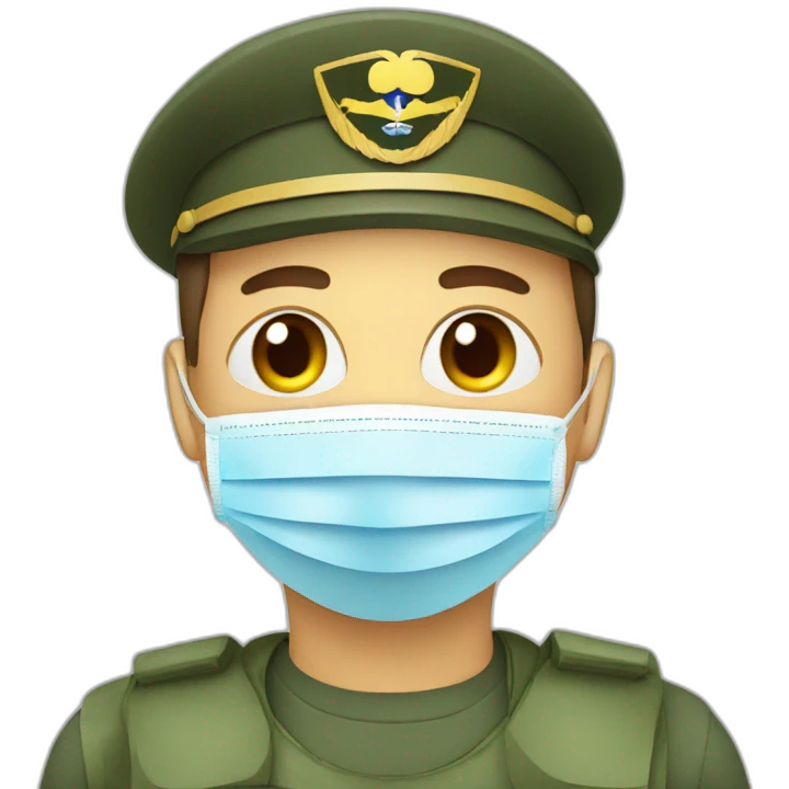 a military face in a Medical masks emoji