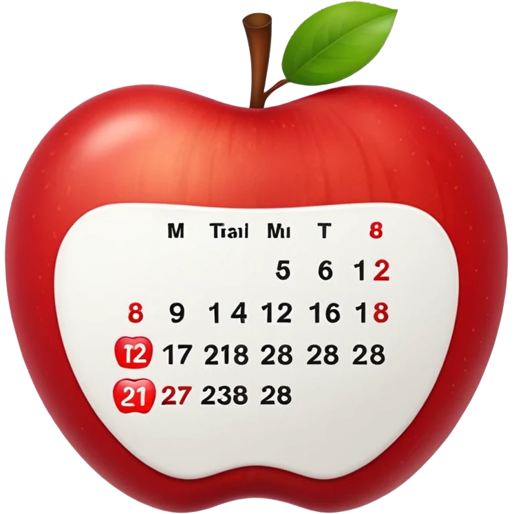 calendar with number 28, white page and red top, apple style emoji emoji