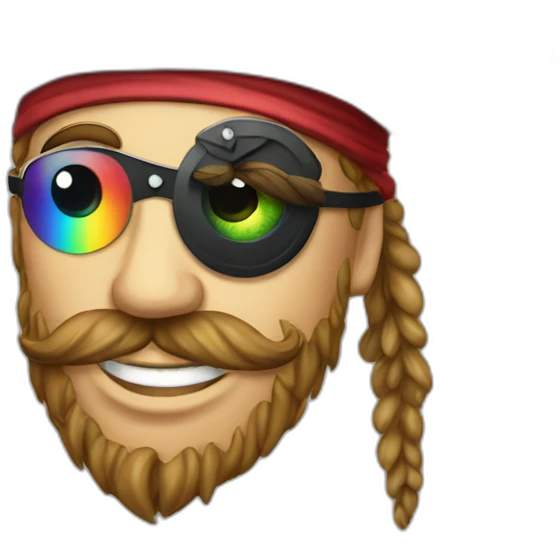 pirate with a hat and a rainbow eye-patch emoji