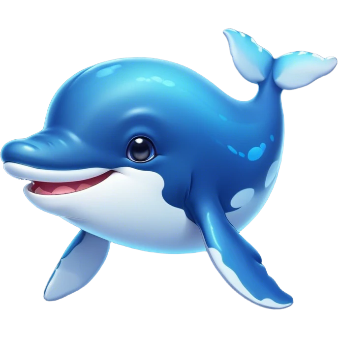 Cinematic Cute Humpback Whale Portrait Emoji, Head tilted playfully and inquisitively, featuring a softly rounded body with bright, sparkling eyes and an adorably expressive mouth, Simplified yet irresistibly adorable features, highly detailed, glowing with a warm, ocean-blue glow, high shine, affectionate and gentle, stylized with a touch of whimsical aquatic charm, soft glowing outline, capturing the essence of a friendly and endearing whale that seems as if it could sing its way into your heart! emoji