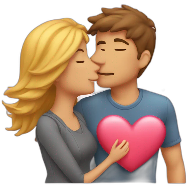 couple kissing hearts flying emoji