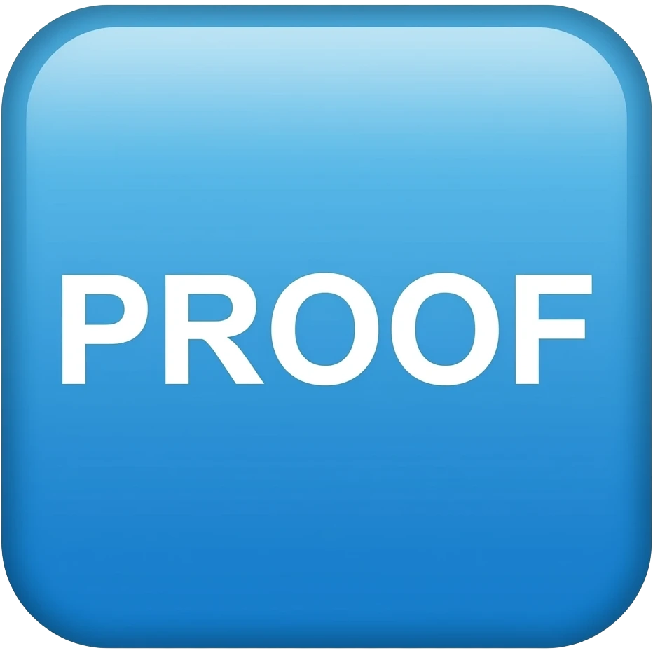 blue square that says PROOF in white text flat emoji