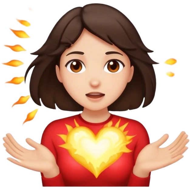 Brunette heart exploding with love emoji