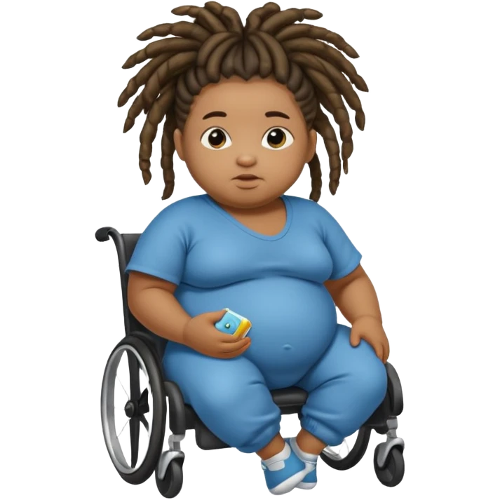 Diabetic disabled black baby with dread locks with obese body and a big but emoji