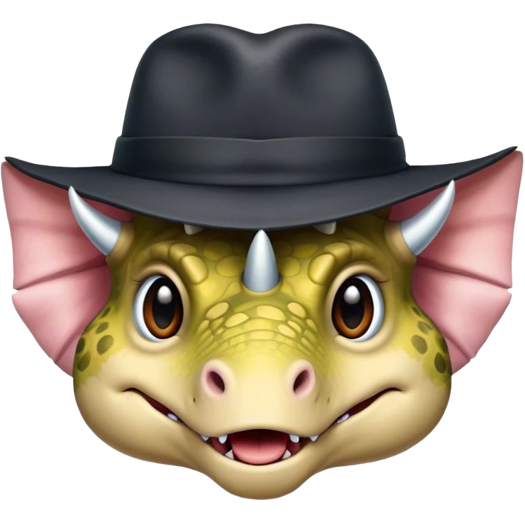 triceratops face with a dark office hat emoji