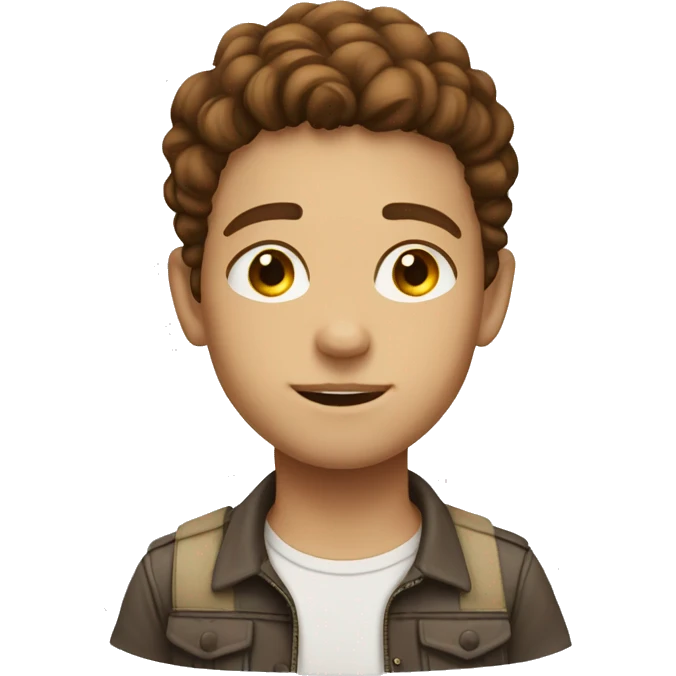 Make a boy white with brown hair with freckles and his eye color is honey emoji