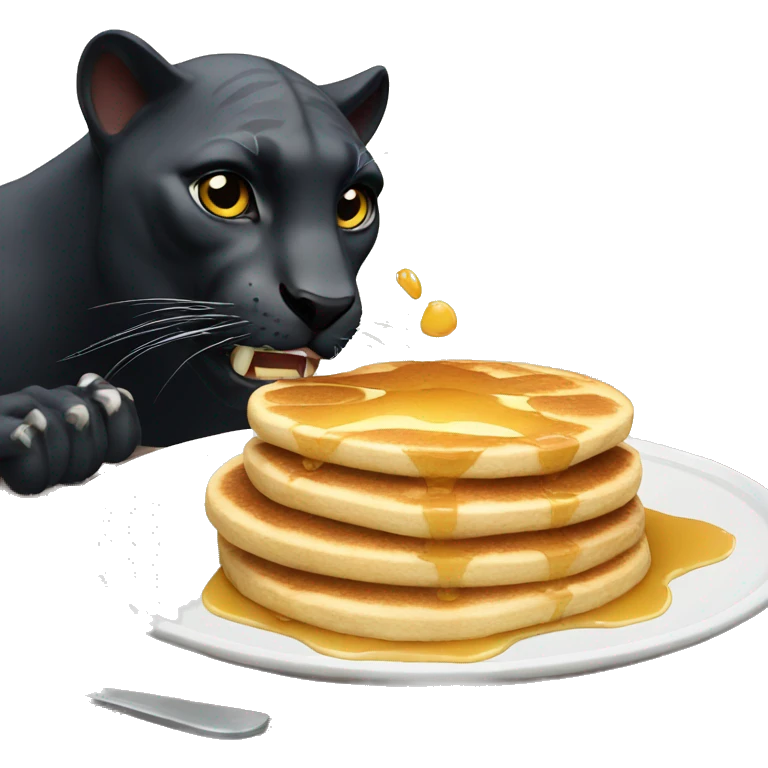 panther eating pancakes emoji