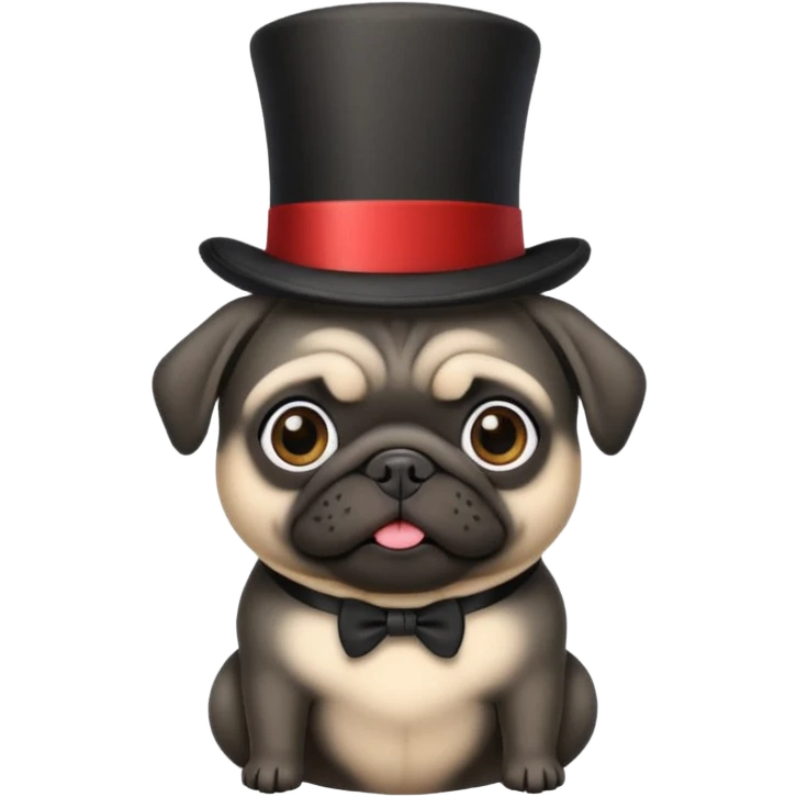black pug in a top hat emoji