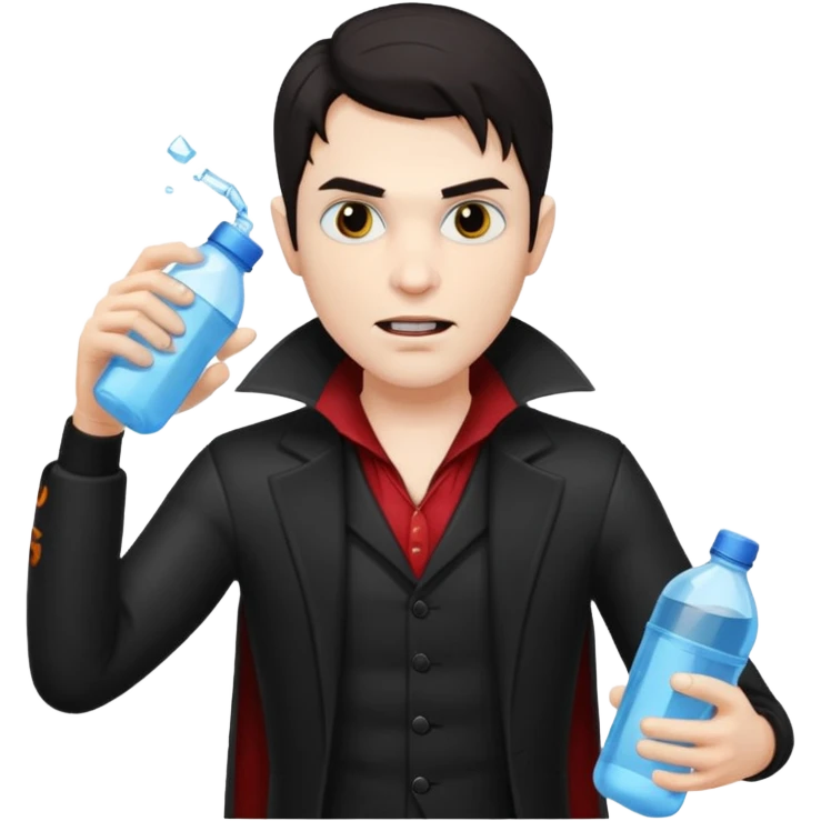 vampire man with water bottle emoji